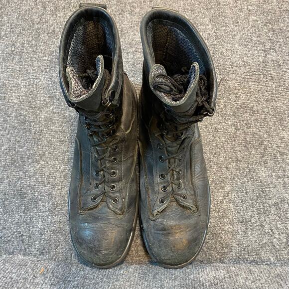 Black Leather Navy Flight Deck Combat Military Boots Mens 9.5 Vibram USA Issued main image 7